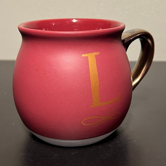 THRESHOLD Letter "L" Initial Monogram Rounded Maroon Stoneware Mug - Picture 9 of 14